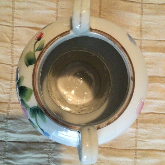 Vintage Antique Hand painted Nippon handled vase 6.5" floral rare - Picture 6 of 8